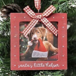 Dog Christmas ornament picture frame New in box